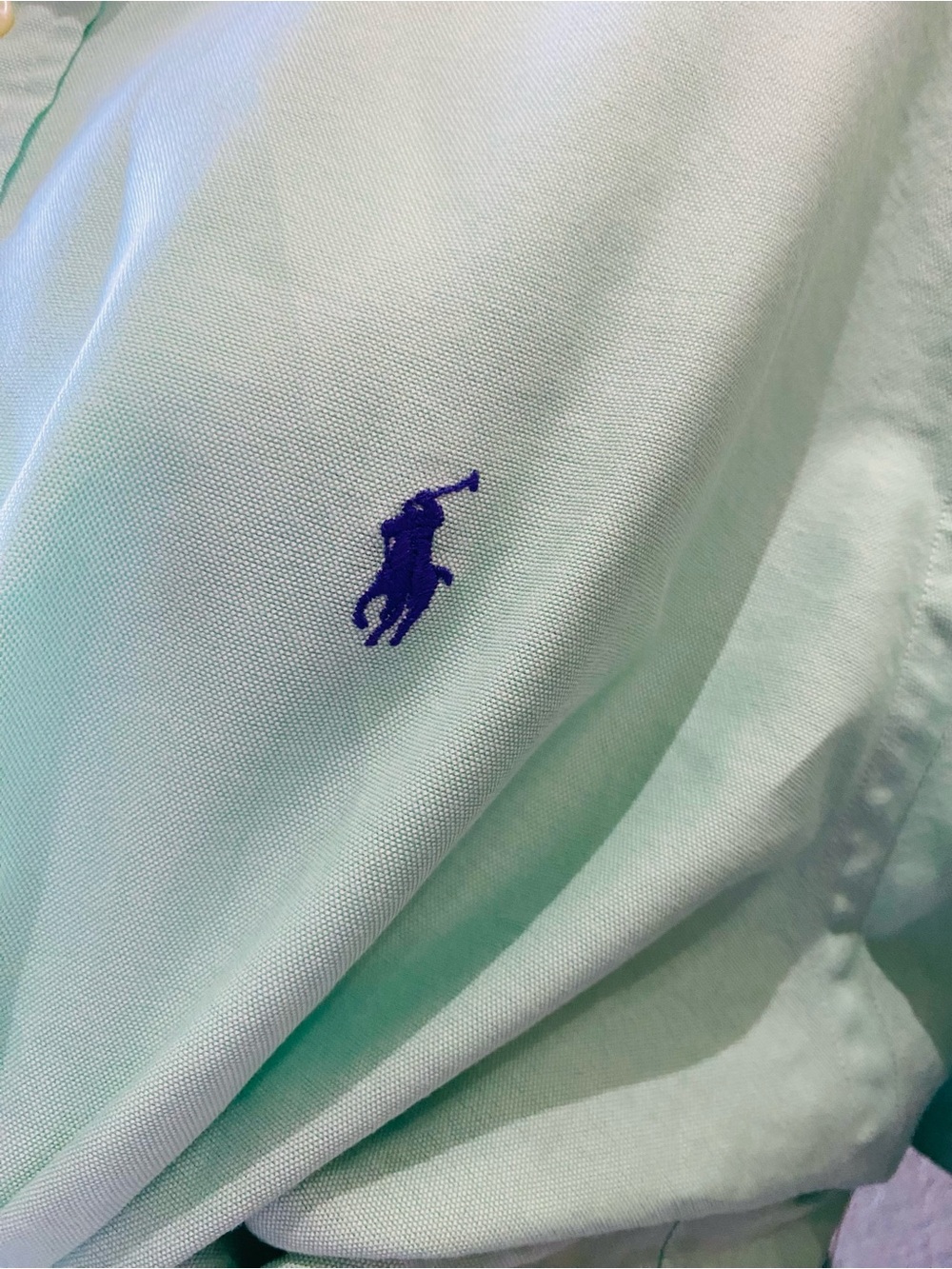 REWORKED- Ralph Lauren Pale Mint Button-Up Tie-Front Shirt - Picture 4 of 4